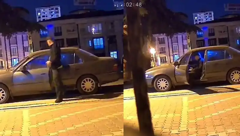 Park Halindeki Otomobili Saniyeler İçinde Çalan Hırsız, Güvenlik Kameralarında!